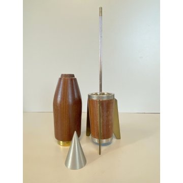 MACINA PEPE PEPINO MISSILE RAZZO ROCKET GRINDER PEPER MILL BRASS WOOD DESIGN '50