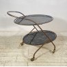 CARRELLO BAR VINTAGE ANNI 50/60 OTTONE VETRO 2 PIANI BAR CART ROTELLE DESIGN