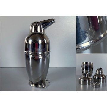 AGITATORE VINTAGE SHAKER COCKTAIL BAR PENGUIN Viceversa DESIGN ACCIAIO INOX '900