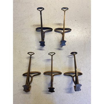 SET 5pz ANTICO APPENDIABITI DA PARETE OTTONE BRAS COAT HANGER ART DECO ANNI '30