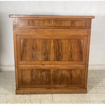 ANTICO MOBILE BANCONE CASSETTIERA UFFICIO CREDENZA 13 CASSETTI RIBALTA NOCE 1800