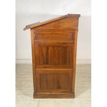 ANTICO MOBILE BANCONE CASSETTIERA UFFICIO CREDENZA 13 CASSETTI RIBALTA NOCE 1800