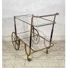ANTICO CARRELLO BAR DESIGN PORTAVIVANDE ANNI 50 LEGNO OTTONE CARRELLINO VASSOIO