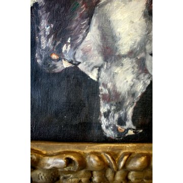 QUADRO DIPINTO OLIO TELA R. Silva NATURA MORTA CACCIAGIONE CACCIA UCCELLI 1923 