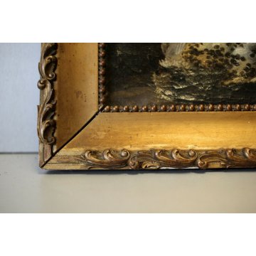 QUADRO DIPINTO OLIO TELA NATURA MORTA CACCIAGIONE CACCIA VOLATILI PRIMO '900