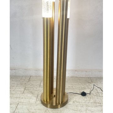 LAMPADA TERRA DESIGN ANNI 60/70 OTTONE VETRO PIANTANA VINTAGE 4 LUCI FLOOR LAMP