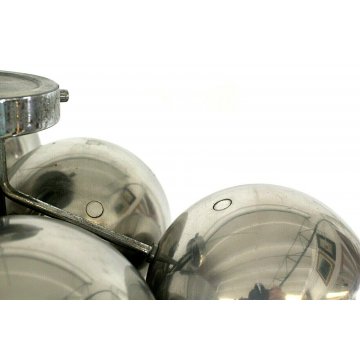 LAMPADARIO PLAFONIERA DESIGN LAMP 9 SFERE GLOBI BOCCE METALLO CROMATO ANNI 60