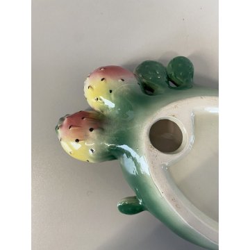 SVUOTATASCHE CACTUS CERAMICA SMALTO POLICROMO Calabria VINTAGE SOUVENIR D'ITALIE