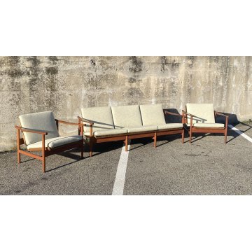 SET DIVANI DESIGN ANNI 50/60 DANESE TEAK STOFFA SOFA SALOTTO VINTAGE DANIMARCA