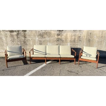 SET DIVANI DESIGN ANNI 50/60 DANESE TEAK STOFFA SOFA SALOTTO VINTAGE DANIMARCA