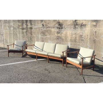 SET DIVANI DESIGN ANNI 50/60 DANESE TEAK STOFFA SOFA SALOTTO VINTAGE DANIMARCA