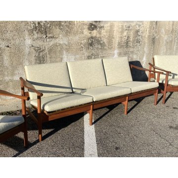 SET DIVANI DESIGN ANNI 50/60 DANESE TEAK STOFFA SOFA SALOTTO VINTAGE DANIMARCA