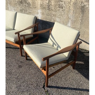 SET DIVANI DESIGN ANNI 50/60 DANESE TEAK STOFFA SOFA SALOTTO VINTAGE DANIMARCA