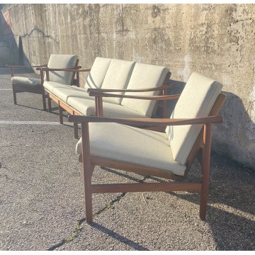 SET DIVANI DESIGN ANNI 50/60 DANESE TEAK STOFFA SOFA SALOTTO VINTAGE DANIMARCA