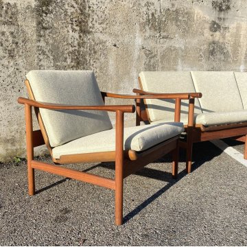 SET DIVANI DESIGN ANNI 50/60 DANESE TEAK STOFFA SOFA SALOTTO VINTAGE DANIMARCA