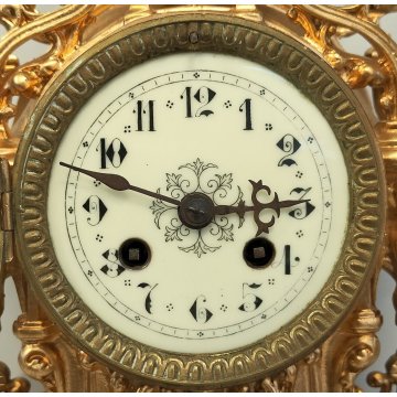 ANTICO OROLOGIO TAVOLO PENDOLO DORATO Parigina BAROCCA epoca '900 OLD CLOCK