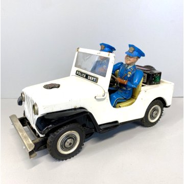 RARO GIOCO LATTA TIN TOY TN TOYS NOMURA Police Patrol Jeep JAPAN VINTAGE '50/'60