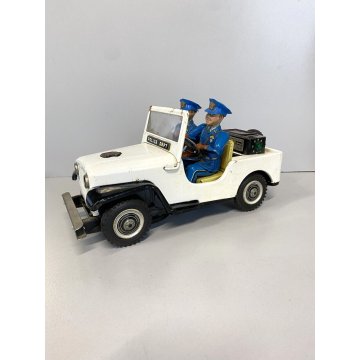 RARO GIOCO LATTA TIN TOY TN TOYS NOMURA Police Patrol Jeep JAPAN VINTAGE '50/'60