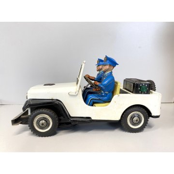 RARO GIOCO LATTA TIN TOY TN TOYS NOMURA Police Patrol Jeep JAPAN VINTAGE '50/'60