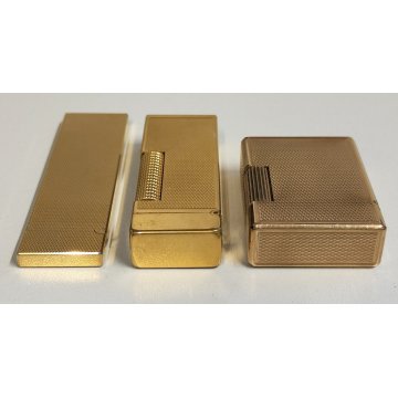 Lotto 3p ACCENDINO TASCA DORATO Briquet GOLDEN LIGHTER St Dupont Dunhill Colibrì