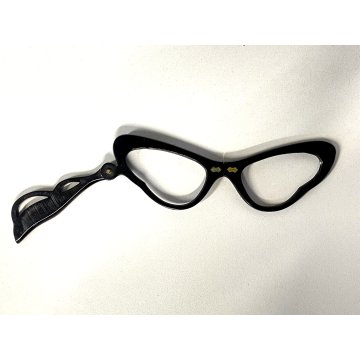 MONTATURA CAT EYE OCCHIALI PIEGHEVOLI LORGNETTE BACHELITE SENZA LENTI VINTAGE 50