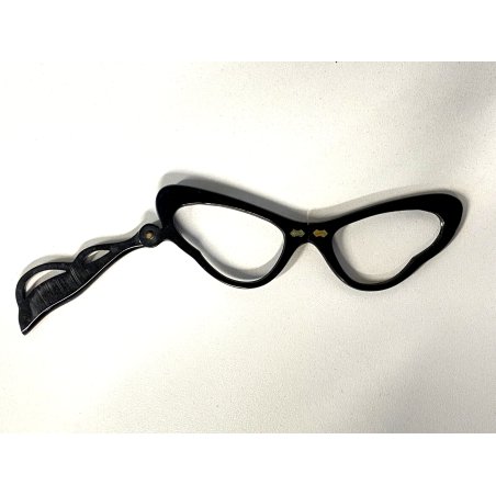 MONTATURA CAT EYE OCCHIALI PIEGHEVOLI LORGNETTE BACHELITE SENZA LENTI VINTAGE 50