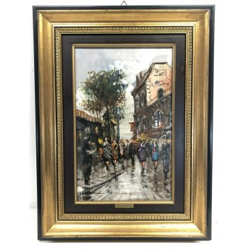 QUADRO DIPINTO OLIO TELA GINO DE SIMONE OPERA CITTA' VINTAGE ANNI 60 