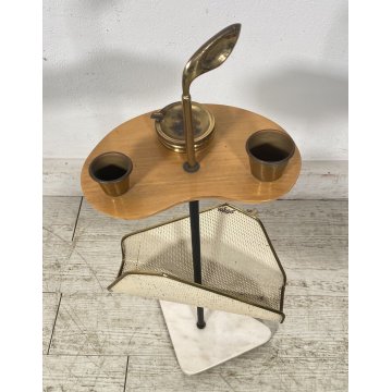 PORTARIVISTE POSACENERE DESING ANNI 60 MARMO OTTONE LEGNO GOLF RIVISTE VINTAGE