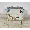 PORTARIVISTE DECORATO A MANO DESIGN ANNI 60 OTTONE LEGNO RIVISTE VINTAGE DIPINTO