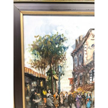 QUADRO DIPINTO OLIO TELA GINO DE SIMONE OPERA CITTA' VINTAGE ANNI 60 