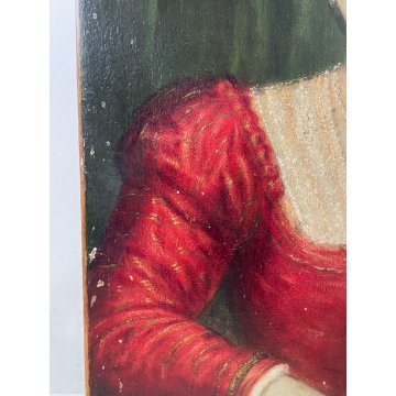 ANTICO QUADRO DIPINTO OLIO SU TELA RITRATTO DAMA NOBILDONNA ABITO EPOCA 1700