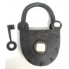 ANTICO GRANDE LUCCHETTO FERRO BATTUTO BUGNATO 1600 FORZIERE SERRATURA CHIAVE OLD