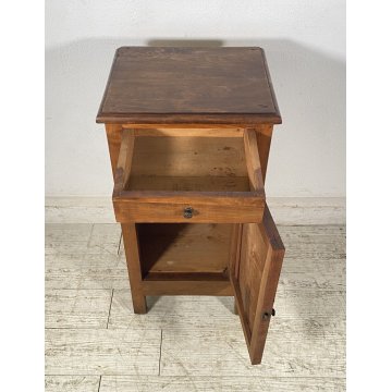 ANTICO COMODINO ARTE POVERA PRIMI 1900 LEGNO NOCE 1 ANTA EPOCA OLD RUSTICO BAITA