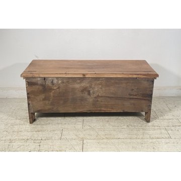 ANTICA PICCOLA CASSAPANCA LEGNO NOCE PANCA BAULE EPOCA 1800 RUSTICA PIEMONTESE