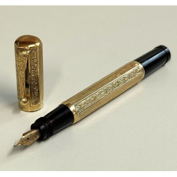 UNIVERSAL Antica Penna Stilografica RETRATTILE Safety ORO 18kr OLD FOUNTAIN PEN