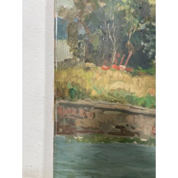 QUADRO DIPINTO OLIO TELA PAESAGGIO LISANZA LAGO MAGGIORE "Carlo Rossi" italia