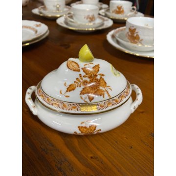 51 Pz SET TE CAFFE PORCELLANA BIANCA Herend Hungary DECORO BOUQUET Apponyi RUST