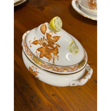 51 Pz SET TE CAFFE PORCELLANA BIANCA Herend Hungary DECORO BOUQUET Apponyi RUST