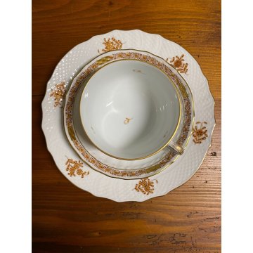 51 Pz SET TE CAFFE PORCELLANA BIANCA Herend Hungary DECORO BOUQUET Apponyi RUST