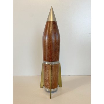 MACINA PEPE PEPINO MISSILE RAZZO ROCKET GRINDER PEPER MILL BRASS WOOD DESIGN '50