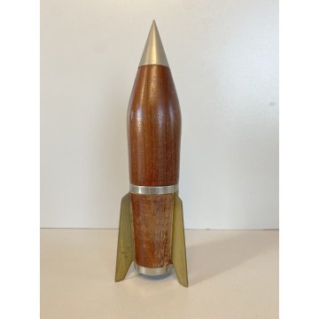 MACINA PEPE PEPINO MISSILE RAZZO ROCKET GRINDER PEPER MILL BRASS WOOD DESIGN '50