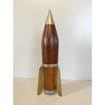 MACINA PEPE PEPINO MISSILE RAZZO ROCKET GRINDER PEPER MILL BRASS WOOD DESIGN '50