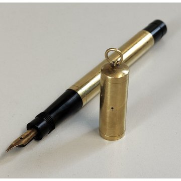 Antica Penna Stilografica RETRATTILE Safety ORO 18kr OLD FOUNTAIN PEN Plume NIB