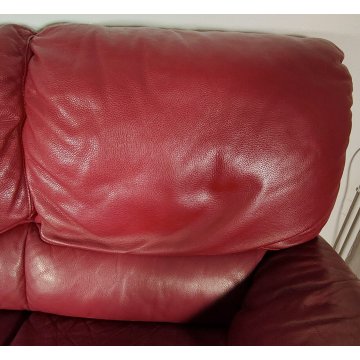 DIVANO PELLE 3 posti BORDEAUX Design Busnelli VINTAGE LEATHER SOFA RED ARMCHAIR