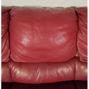 DIVANO PELLE 3 posti BORDEAUX Design Busnelli VINTAGE LEATHER SOFA RED ARMCHAIR