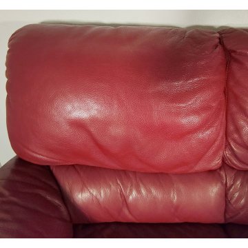 DIVANO PELLE 3 posti BORDEAUX Design Busnelli VINTAGE LEATHER SOFA RED ARMCHAIR