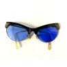 OCCHIALI da SOLE VINTAGE CAT EYE ROKABILLY SWING ACETATO NERO LENTI BLU '40/'50