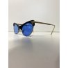 OCCHIALI da SOLE VINTAGE CAT EYE ROKABILLY SWING ACETATO NERO LENTI BLU '40/'50
