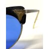 OCCHIALI da SOLE VINTAGE CAT EYE ROKABILLY SWING ACETATO NERO LENTI BLU '40/'50