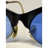 OCCHIALI da SOLE VINTAGE CAT EYE ROKABILLY SWING ACETATO NERO LENTI BLU '40/'50